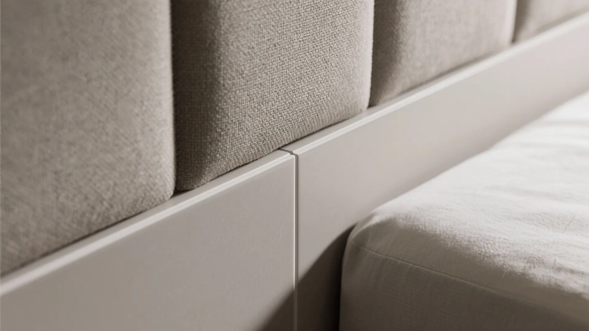 Matte porcelain panels behind the headboard