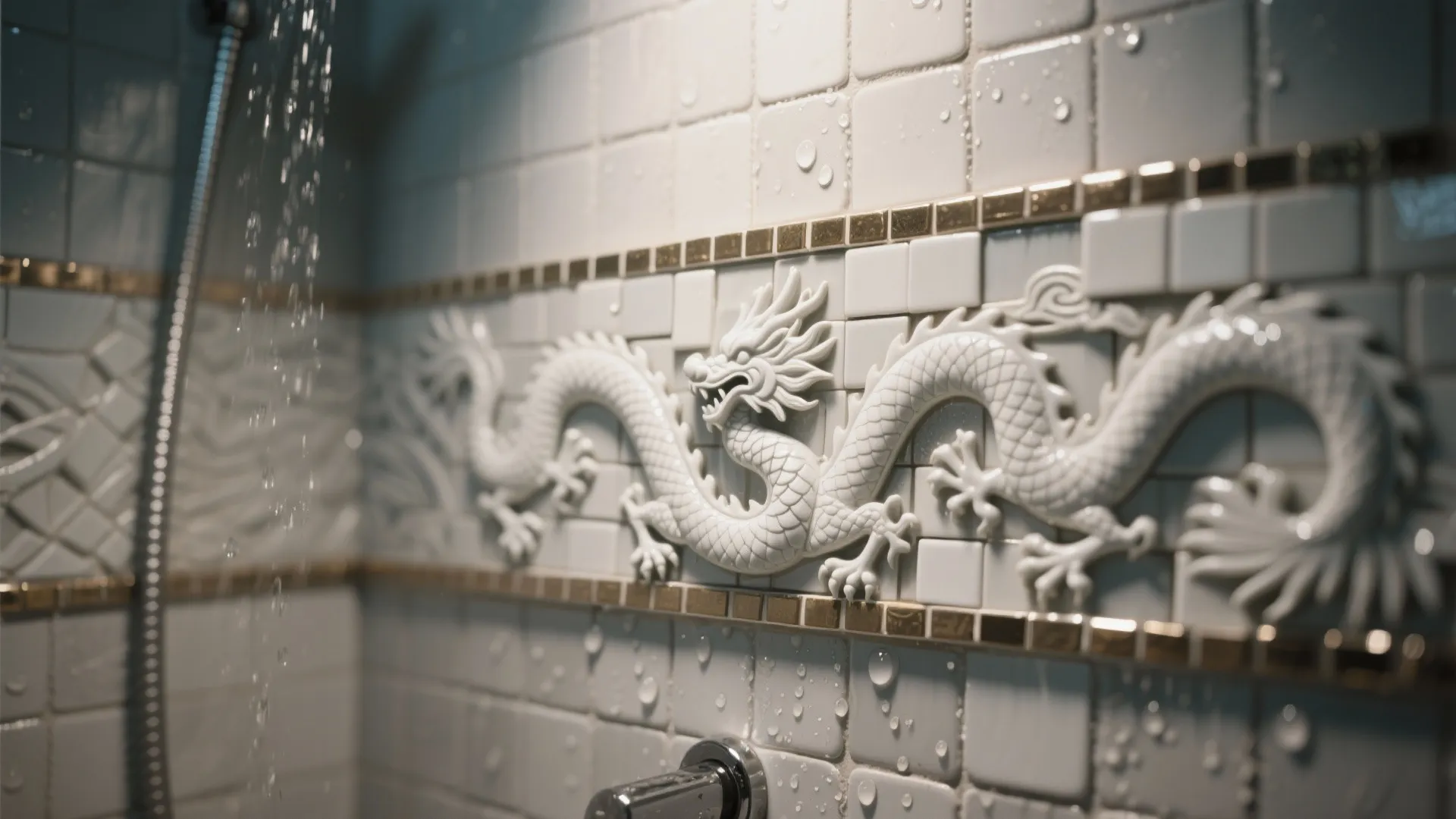 Porcelain Dragon Mosaic Shower