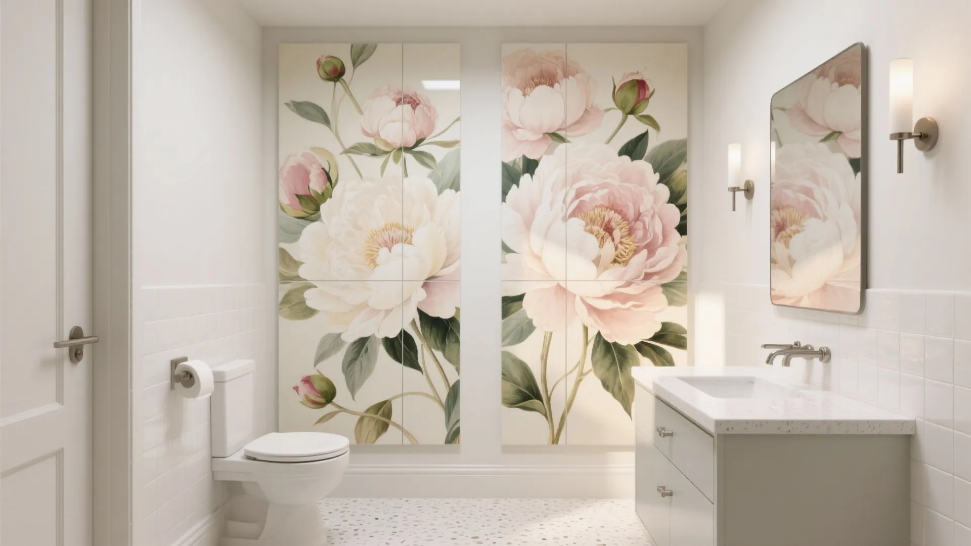 Oversized Floral Mural Wall (Porcelain Slabs)