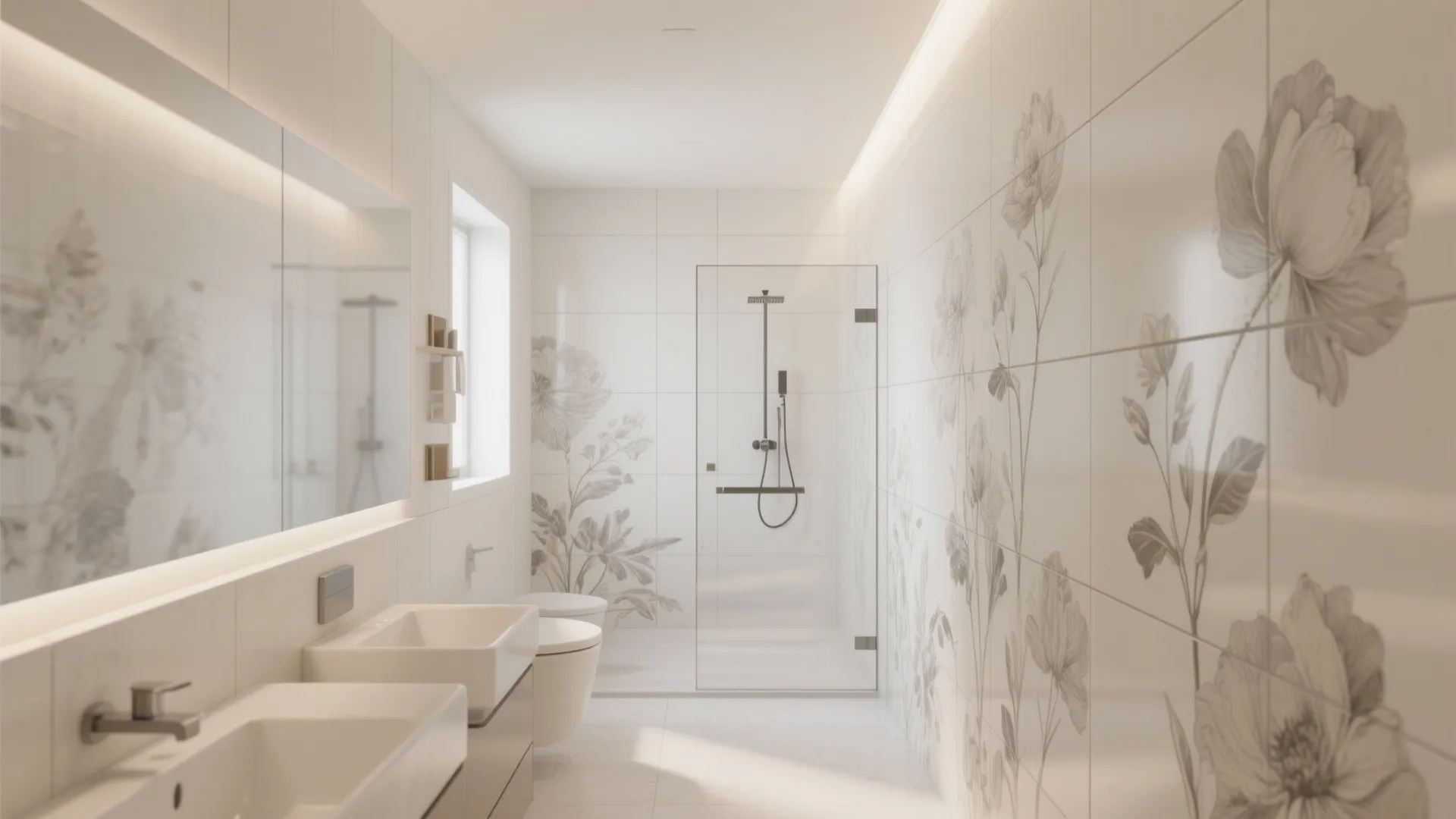 Large-Format Floral Porcelain Mural