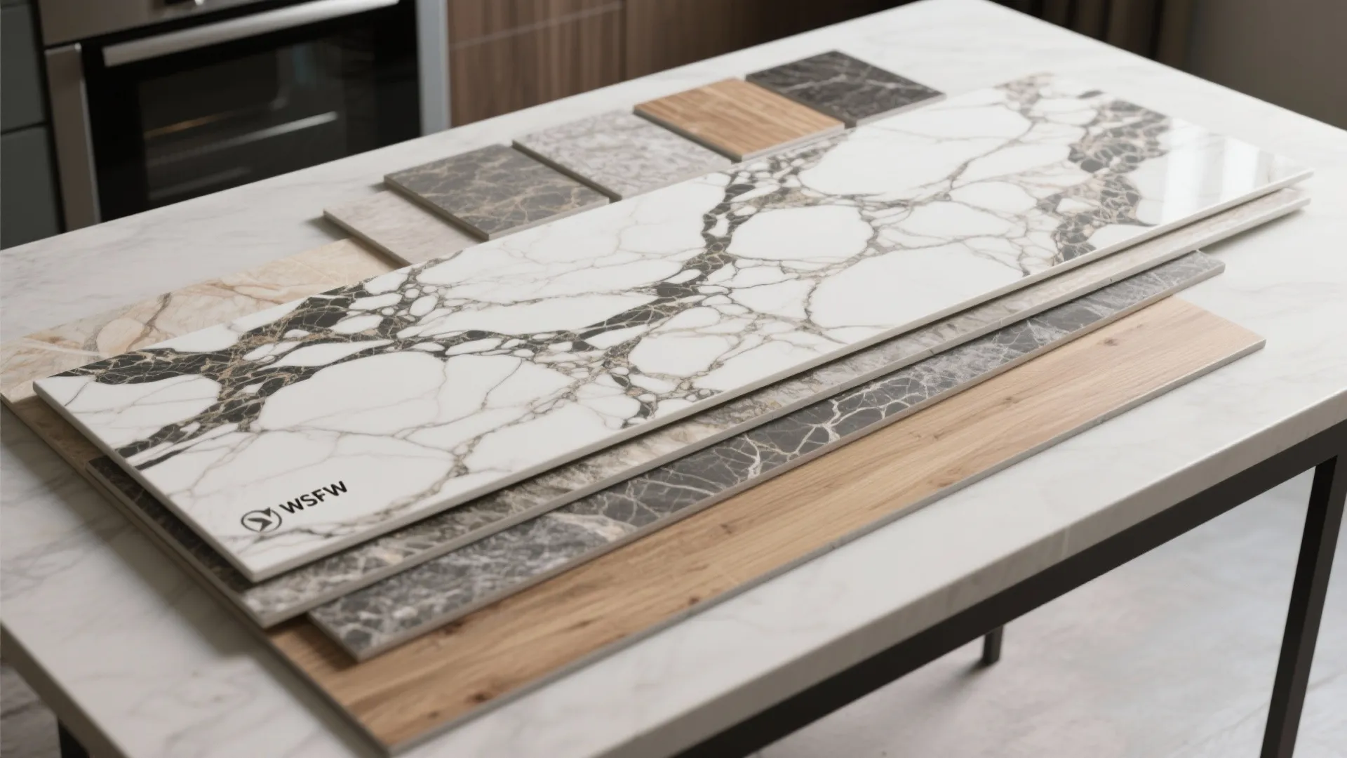 4. Patterned porcelain slabs — bold looks, low upkeep