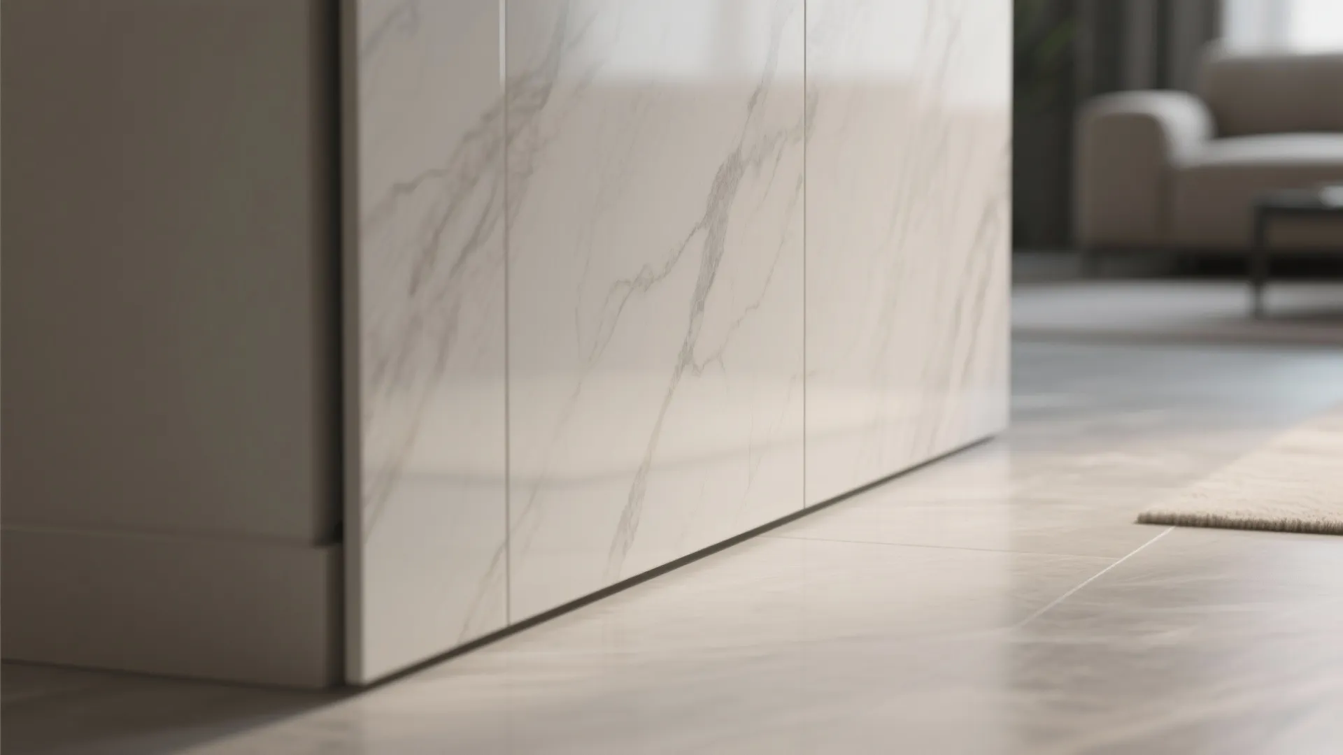 4. Thin porcelain slabs for a seamless modern look