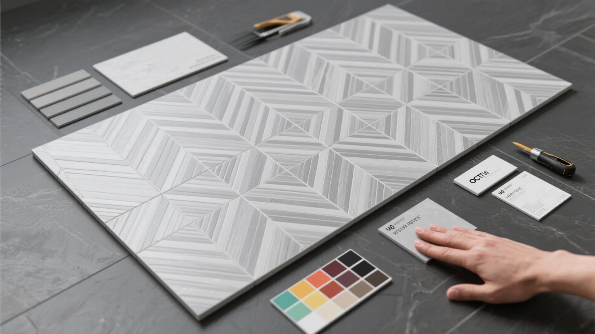 5. Patterned Gray Porcelain Slabs for Durability and Style