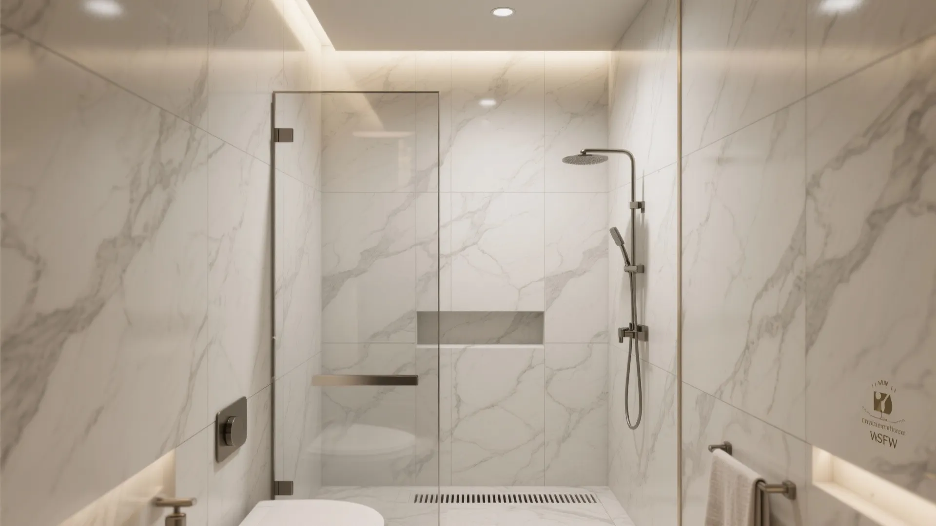 Full-Height Shower Walls in Porcelain Slab