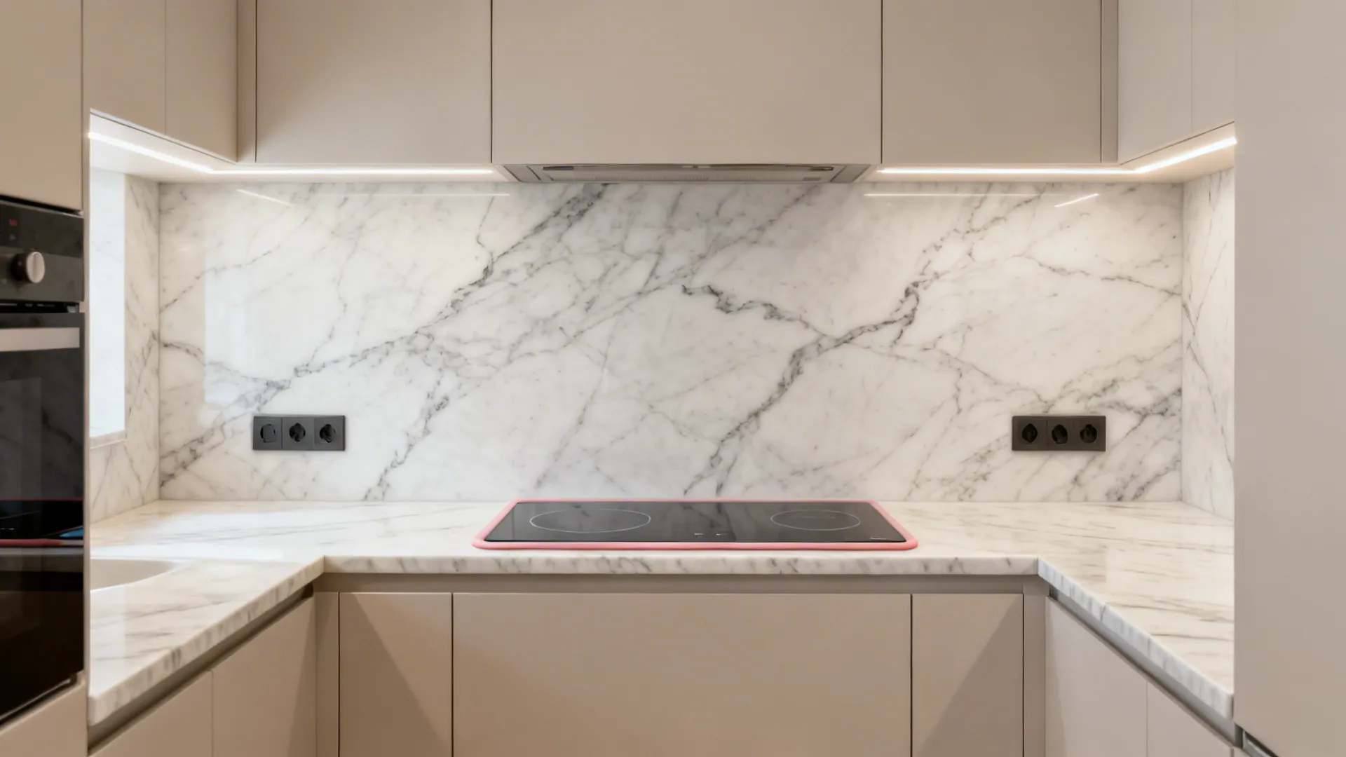 Large-format porcelain slabs as wall cladding