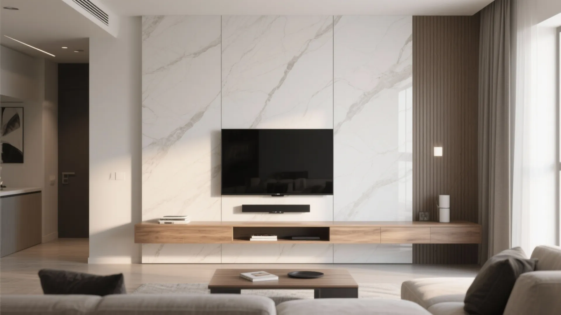 Large-Format Porcelain Slab Feature Wall