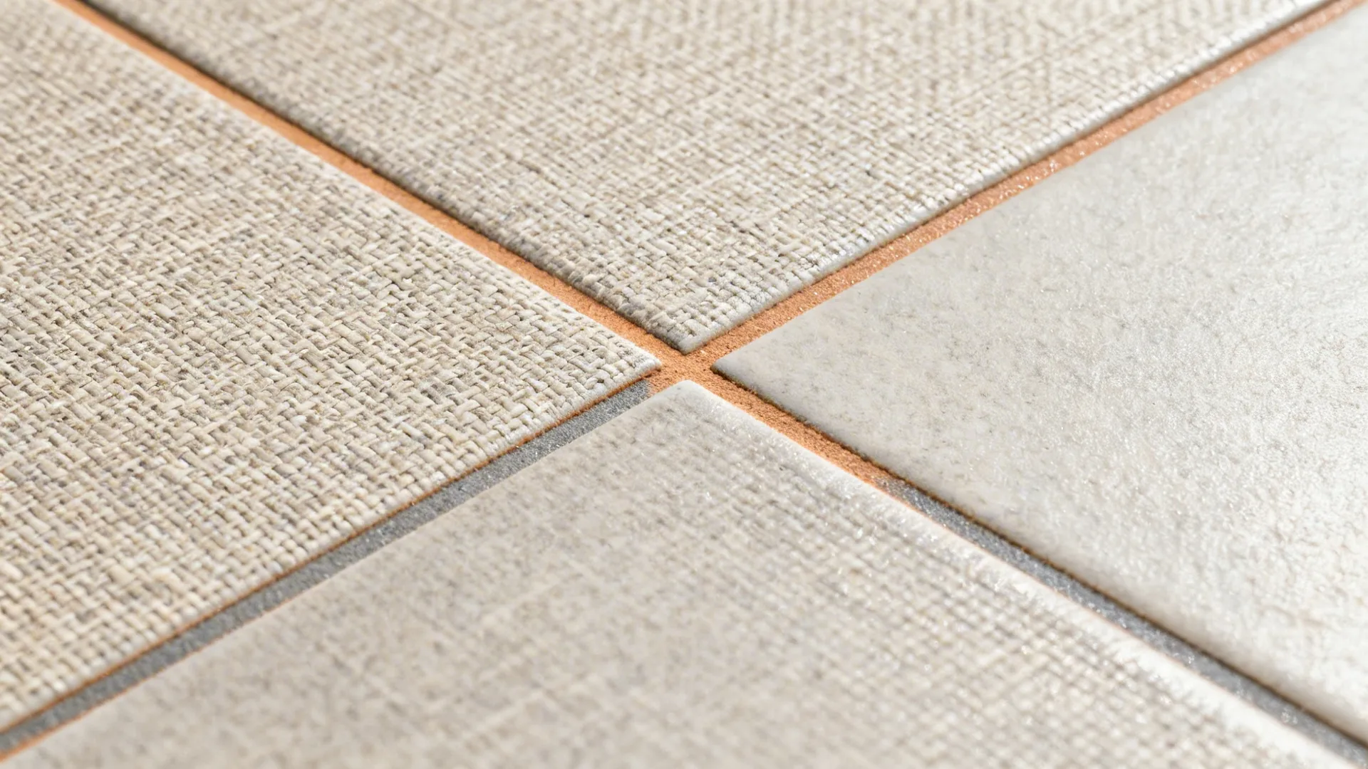 Textured large-format porcelain + wood accents