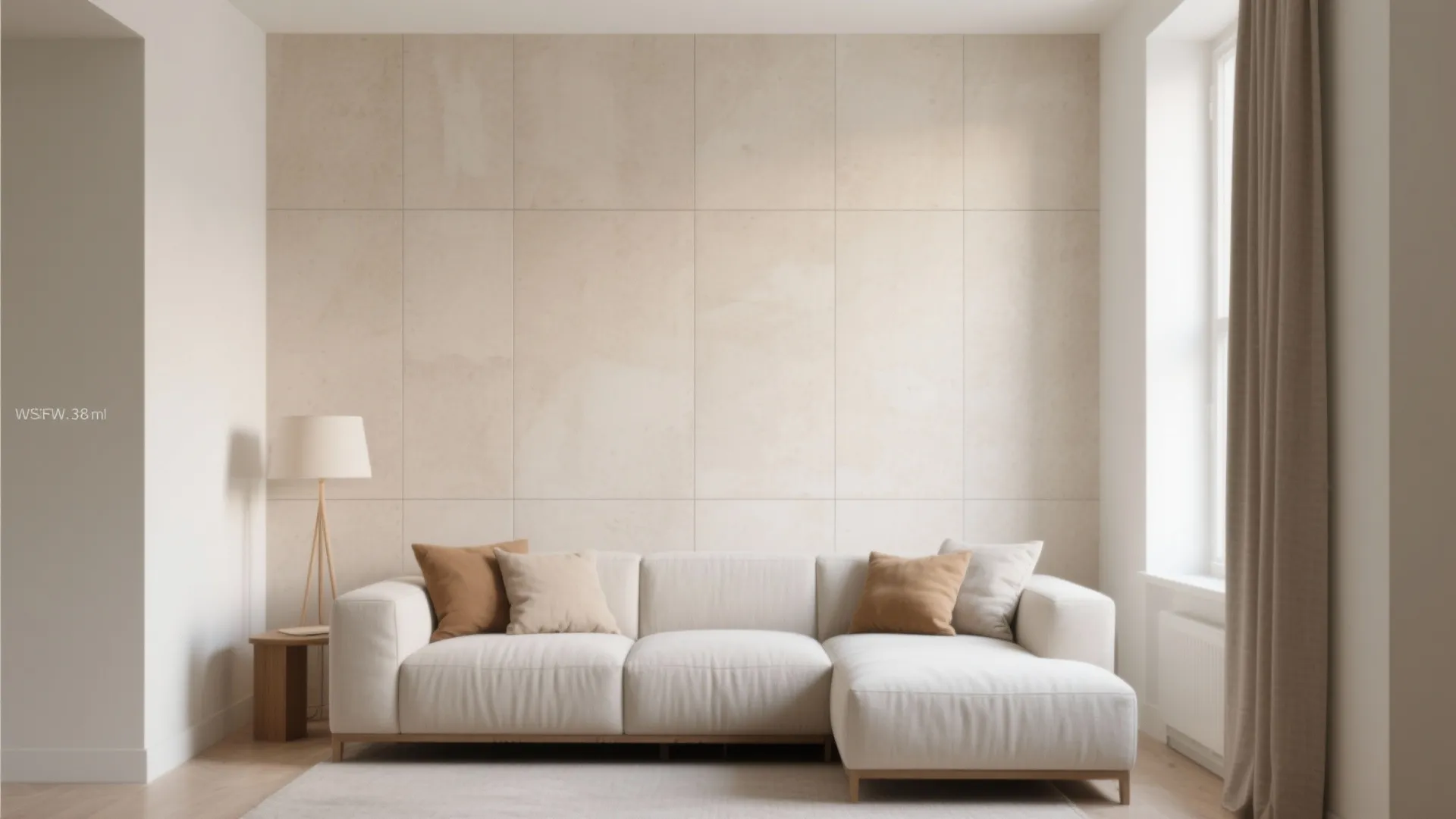 Minimalist large-format porcelain feature wall