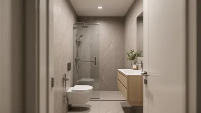 Modern Bathroom Design with Marble-Look Tiles