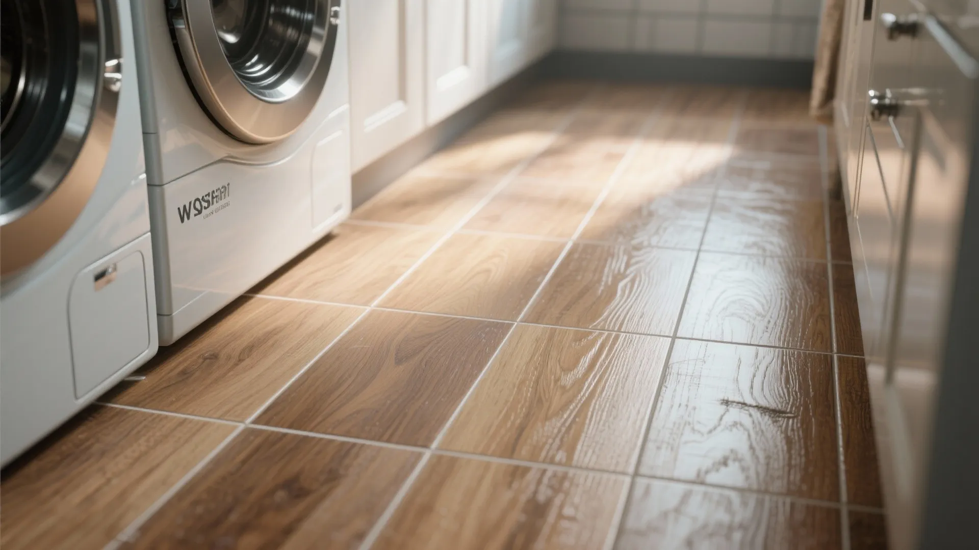 1. Porcelain tile that mimics wood
