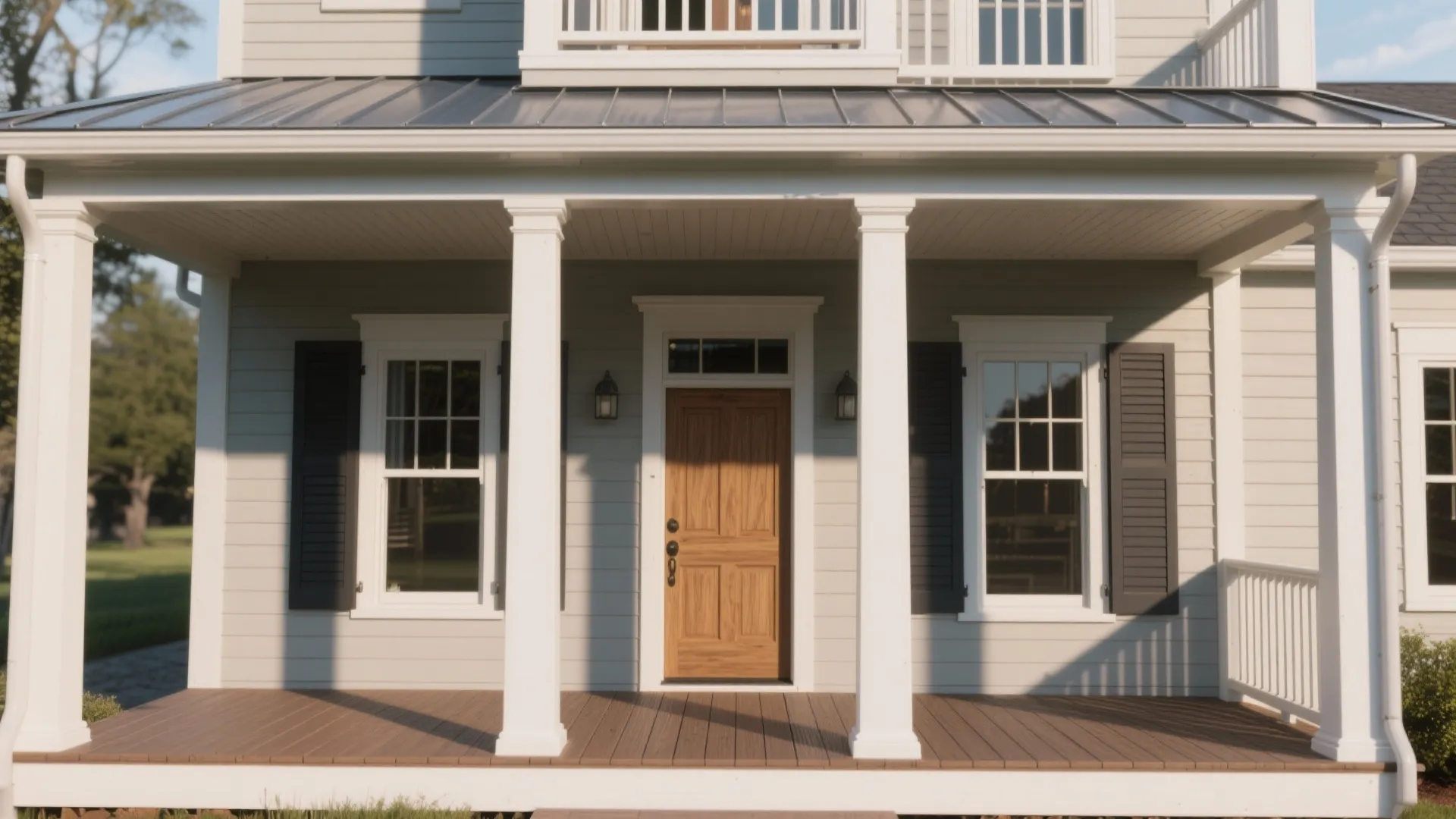 3) Deep Porch with an Upper Deck