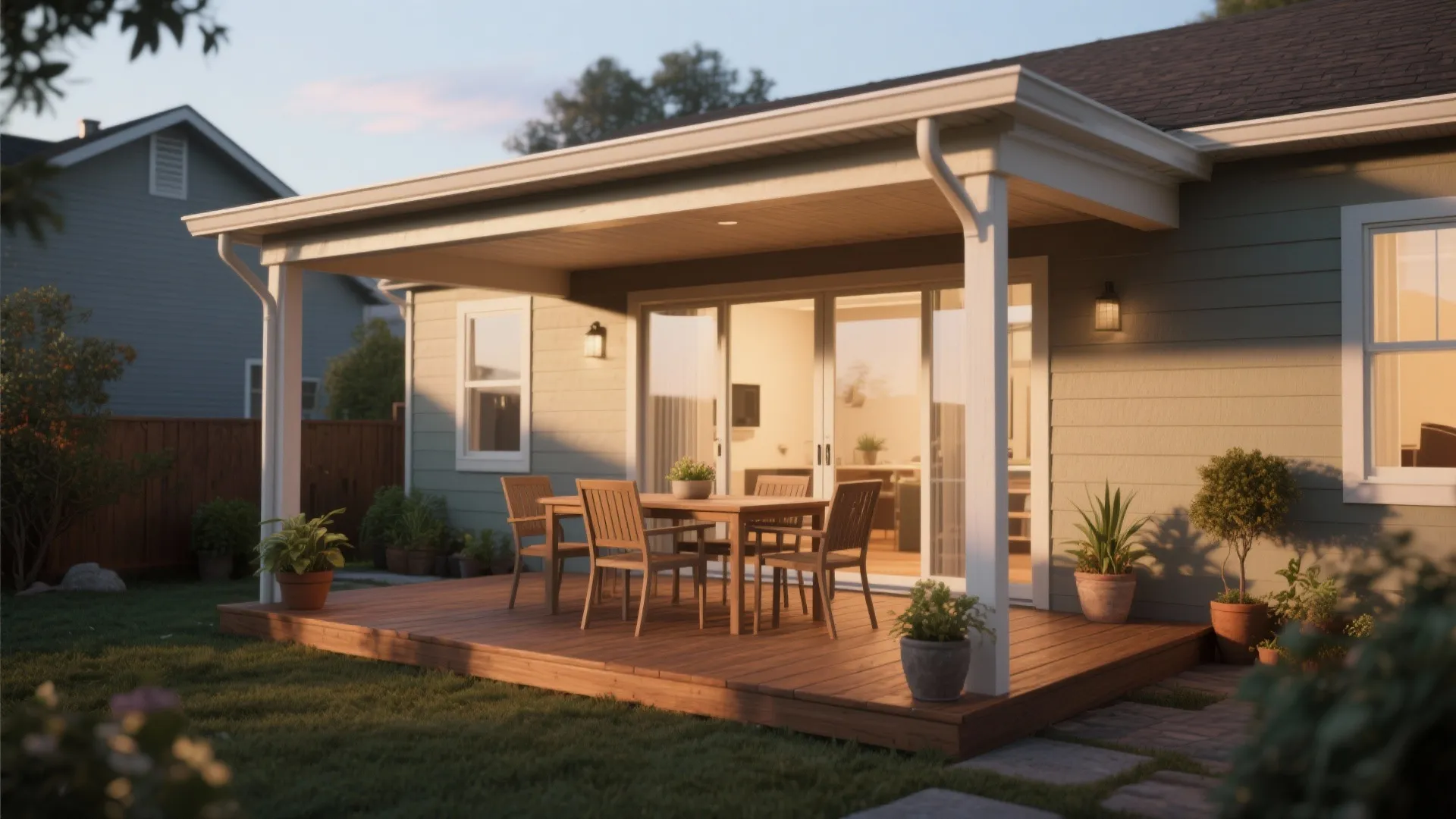 5. Outdoor connection with modest porch or patio