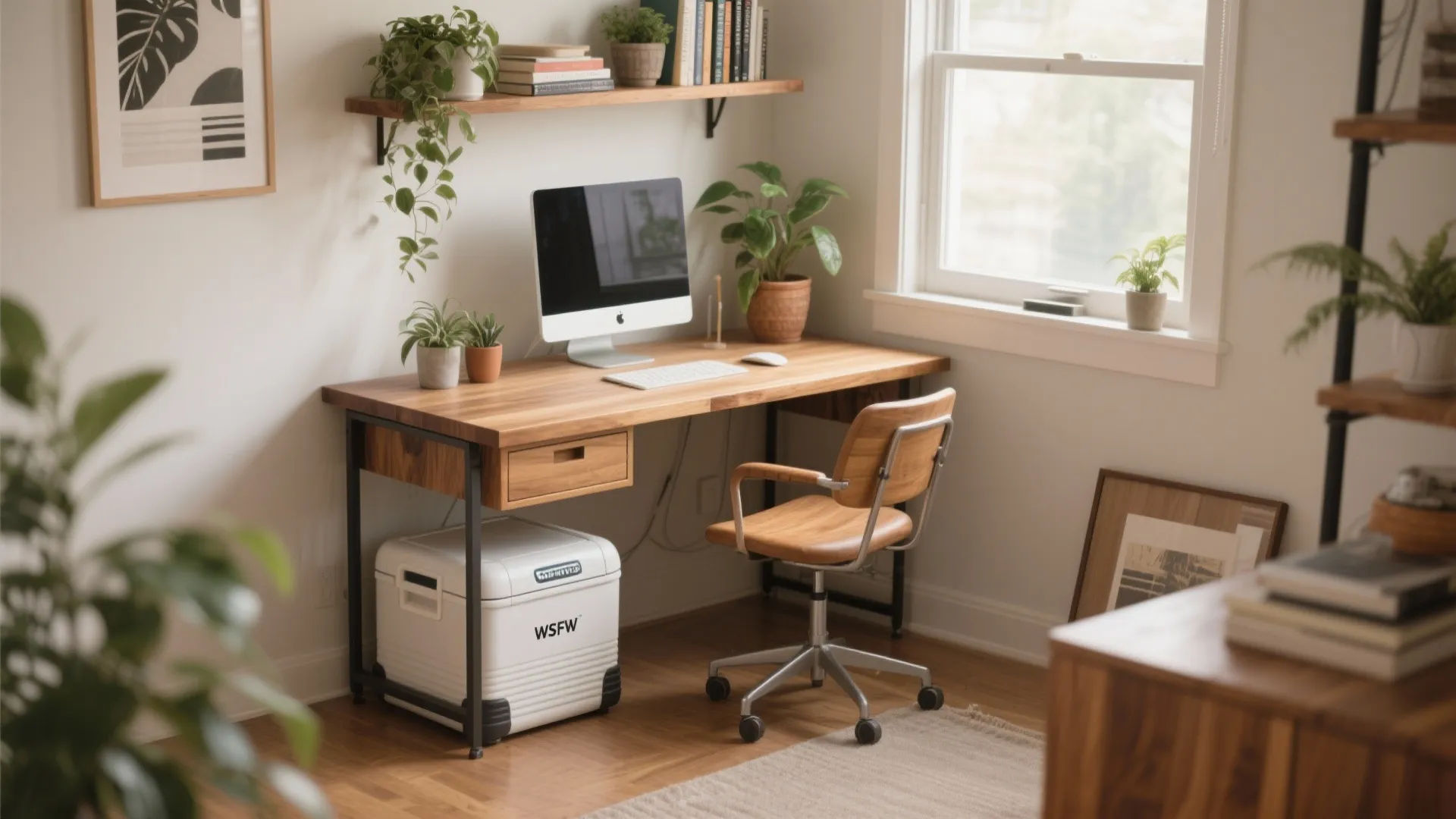 Portable cooler integrated with a multifunctional wooden table top