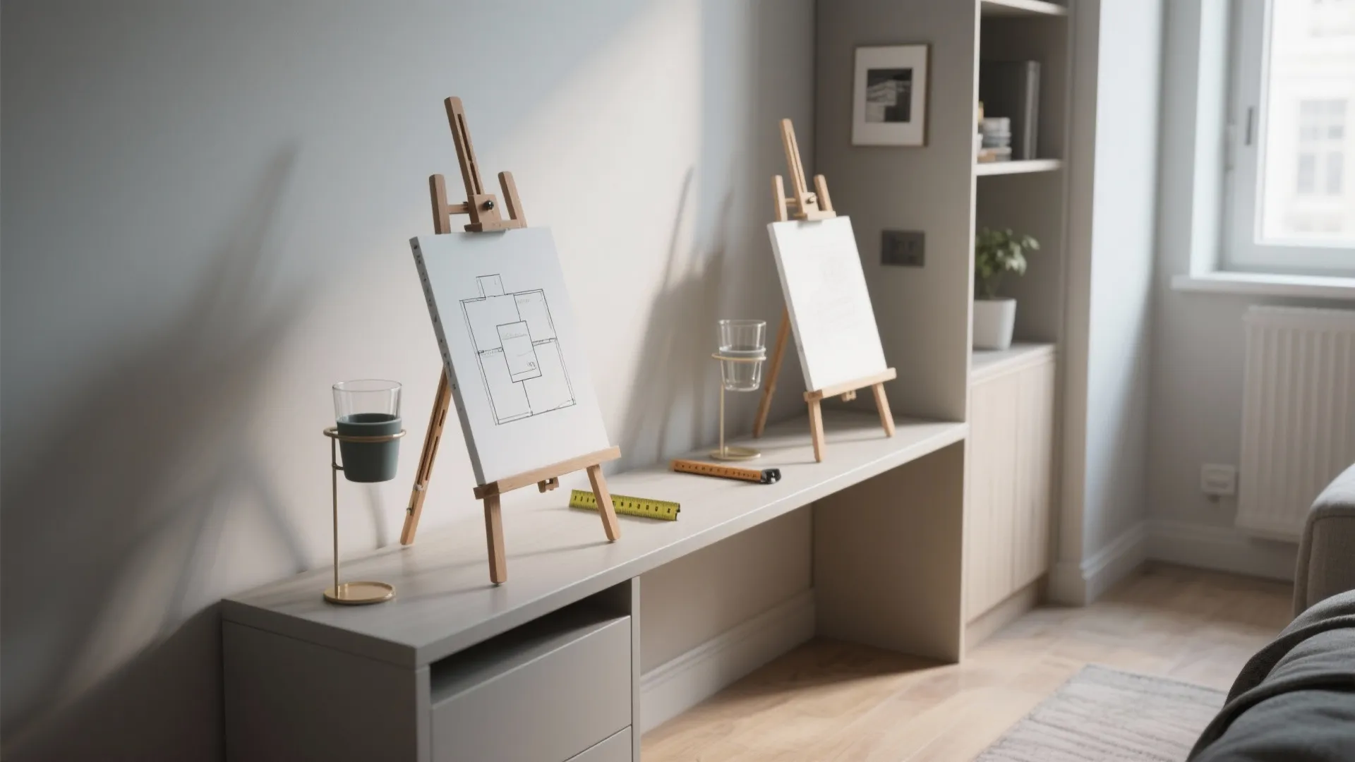 3) Portable Easel + Glassware