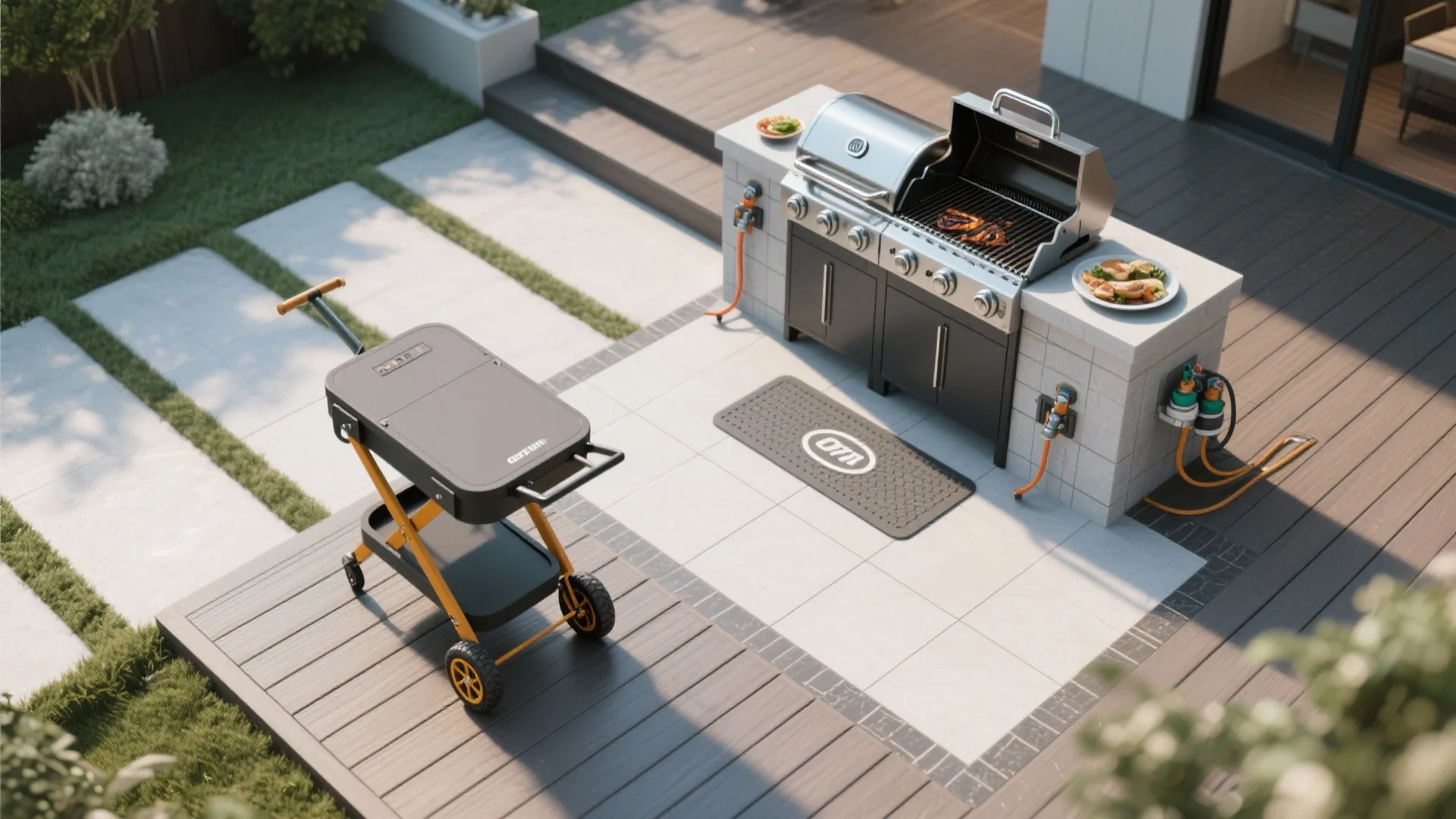 3. Portable cart plus built-in landing pads
