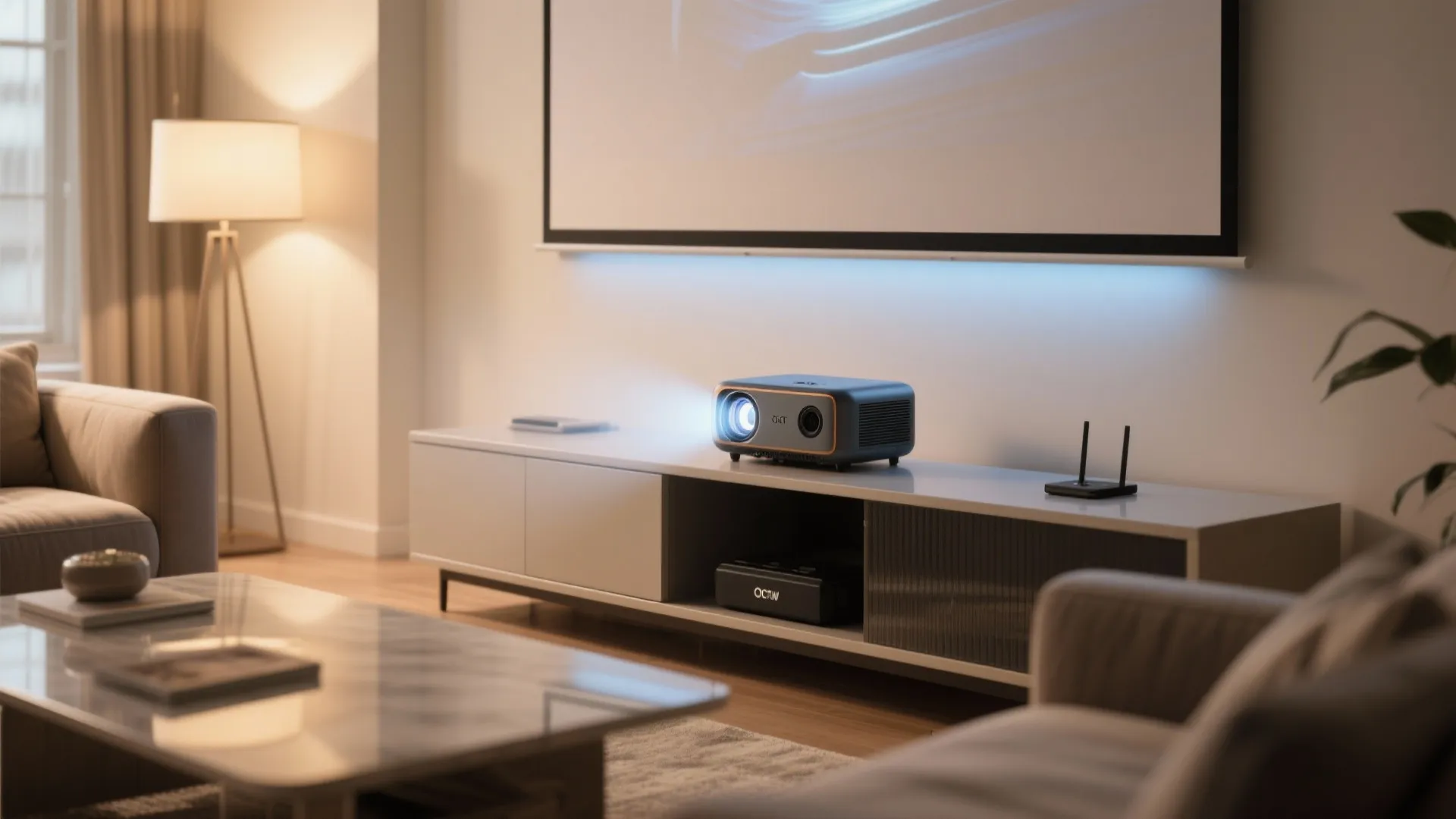 4. Portable projector with motorized screen