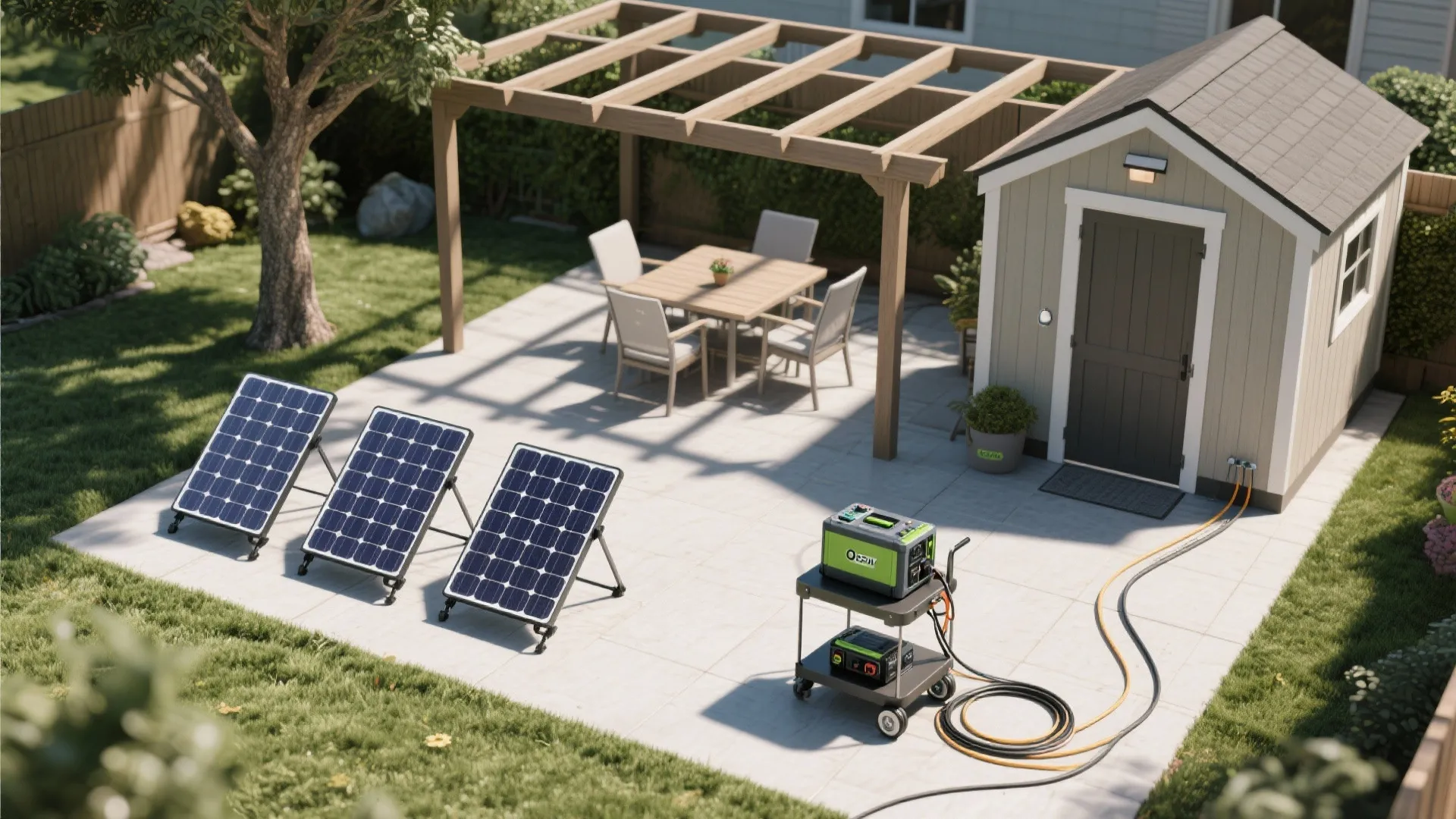 3. Portable panels with battery packs for off-grid corners