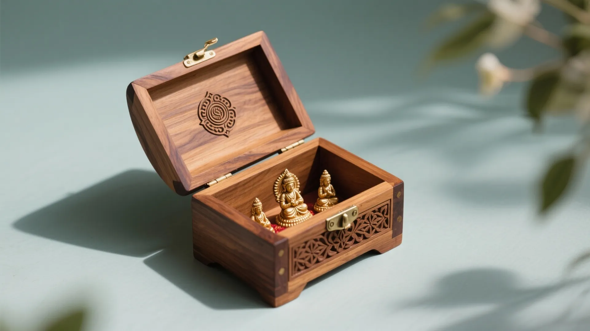 Portable Wooden Pooja Box