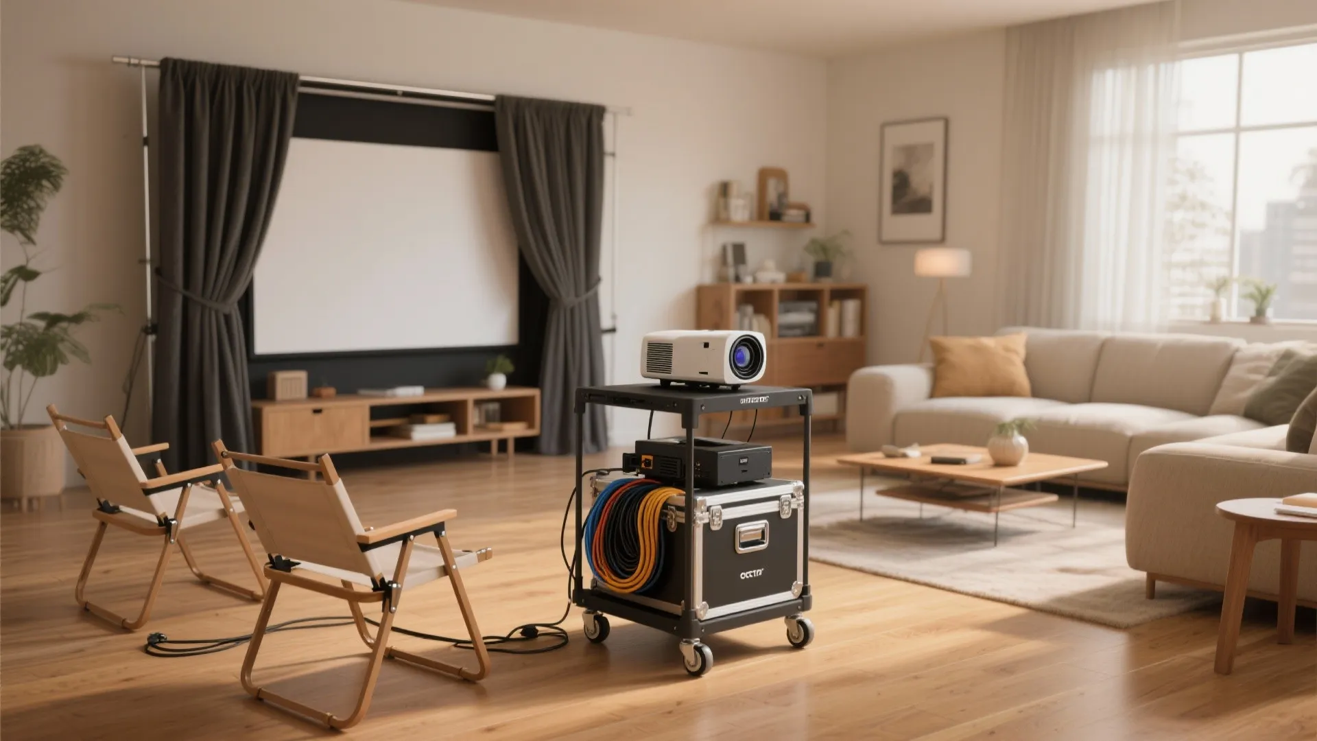 5. Portable Pop-Up Cinema for Multi-Use Rooms