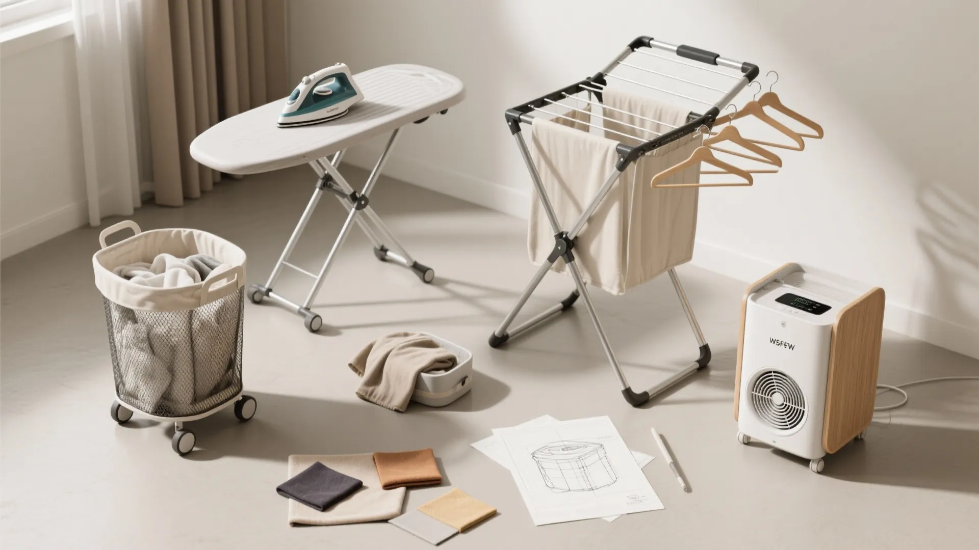 5. Portable solutions: rolling hampers and collapsible drying