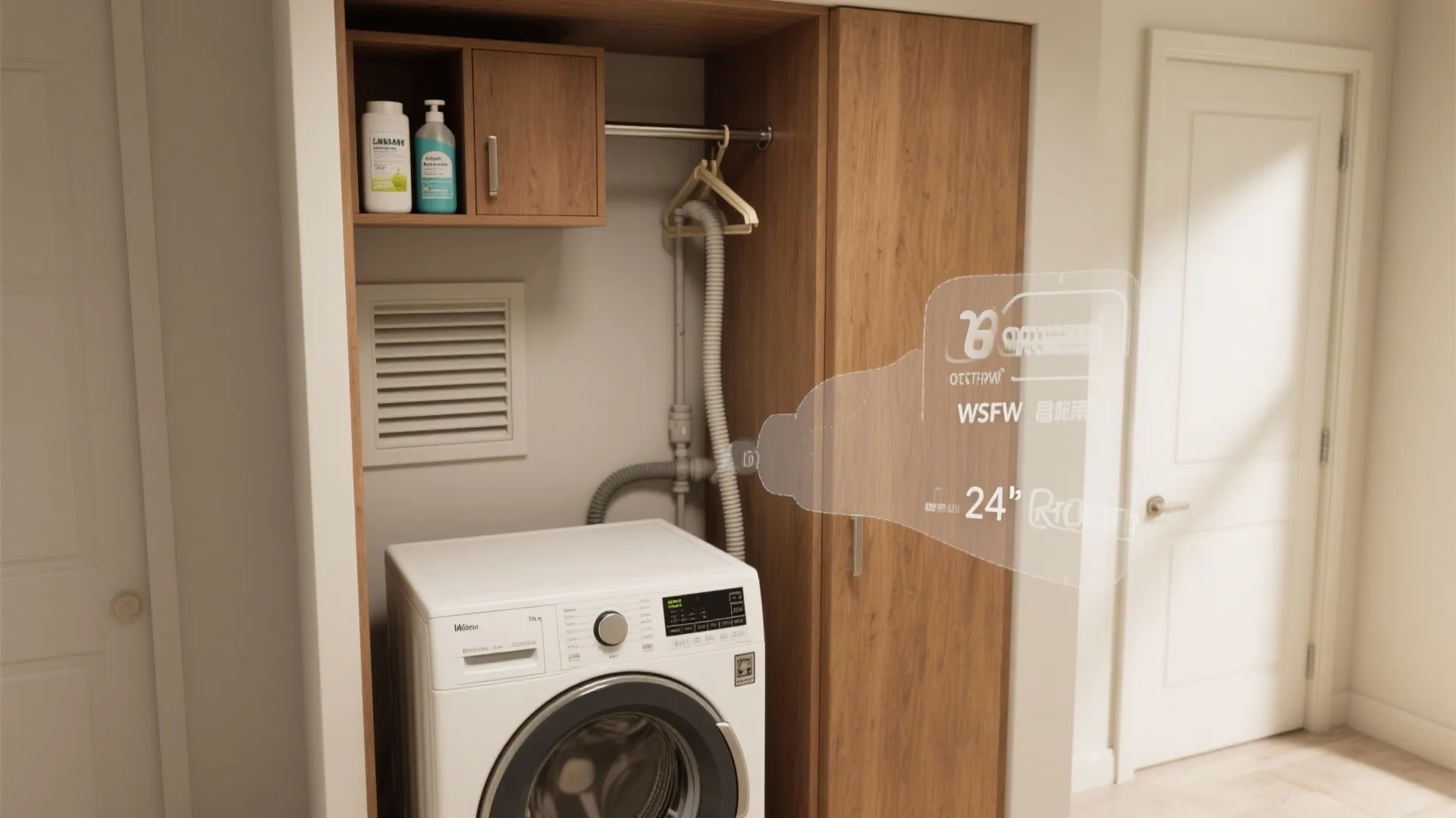 5. Portable washer plus top cabinet and 3D preview