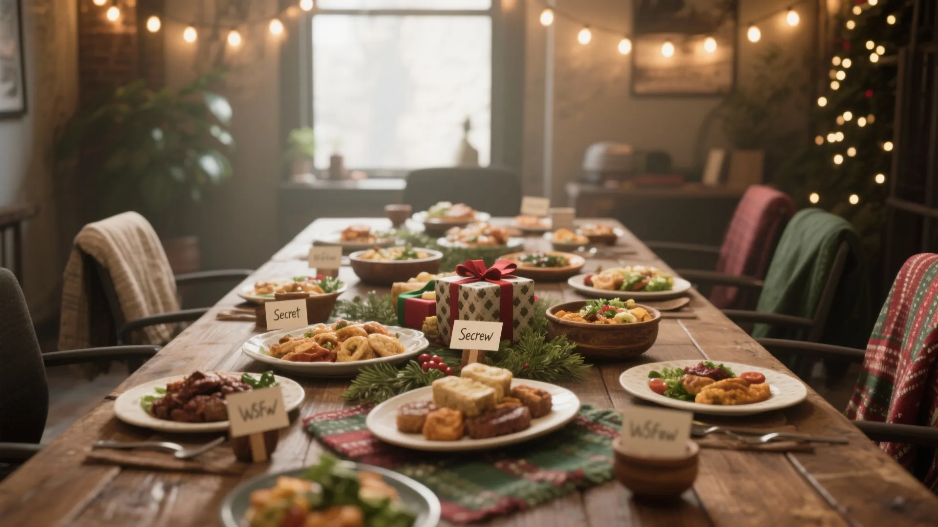 1. Themed Potluck & Secret-Santa Swap
