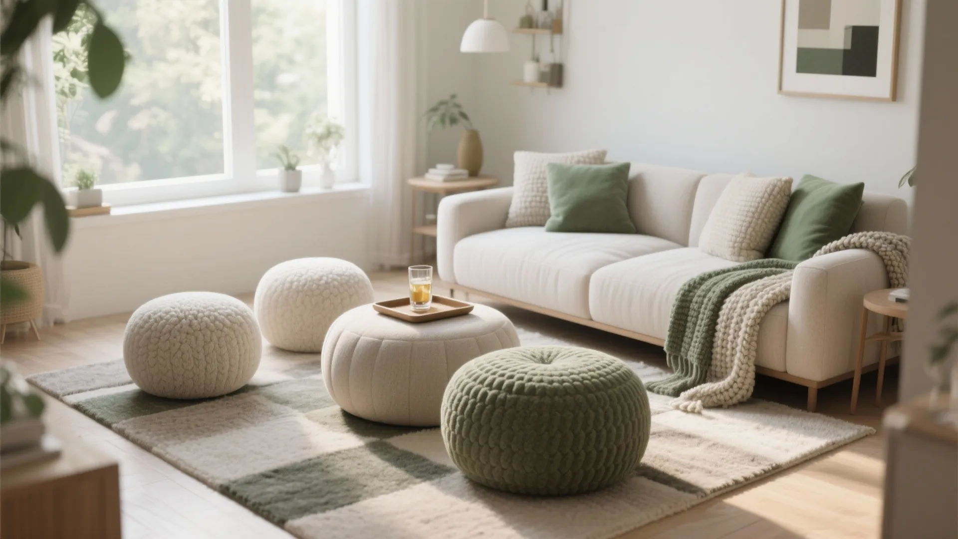 2) Round Pouf Cluster for Flexible Seating