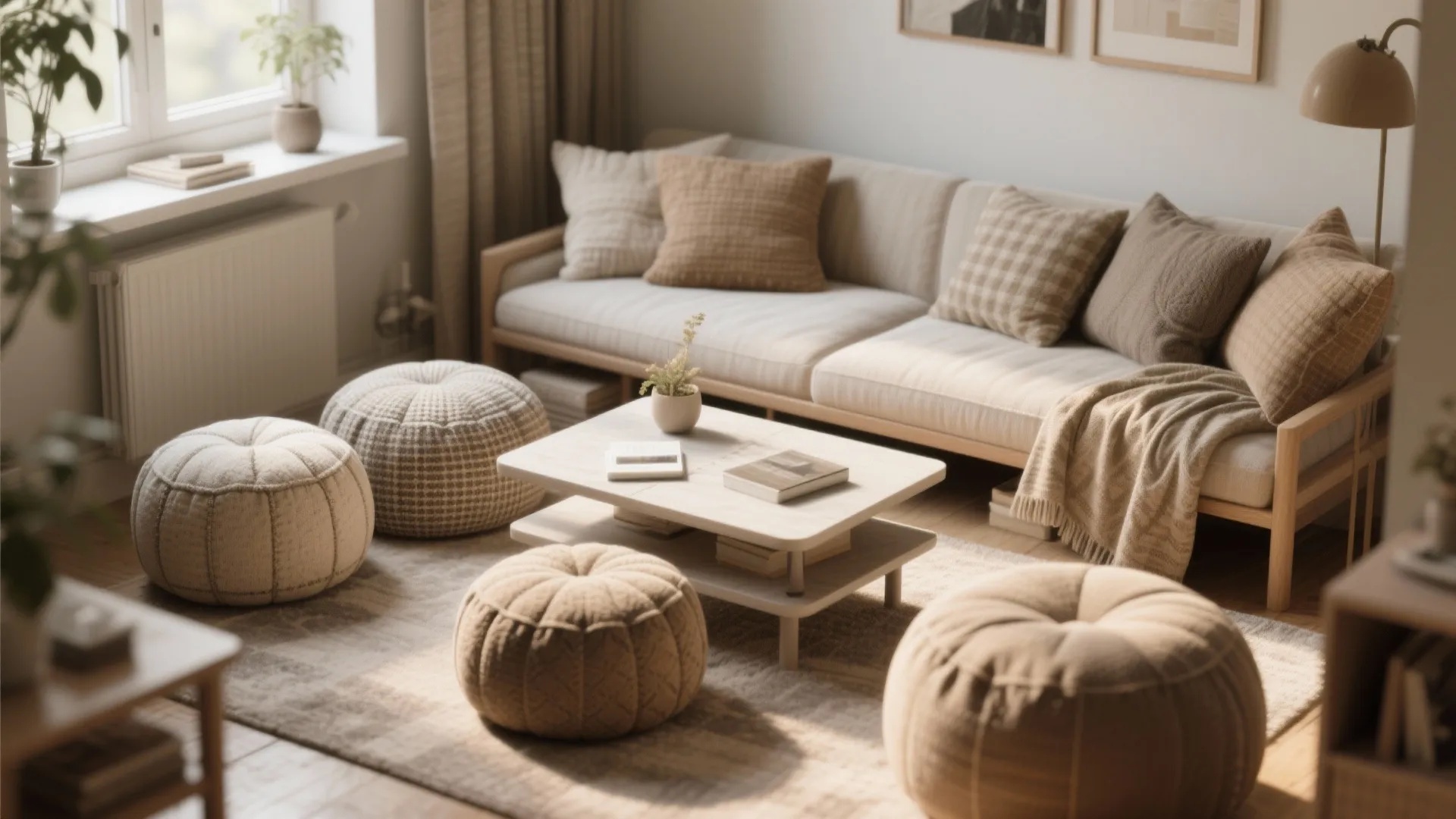 4. Pouf or low-profile ottoman