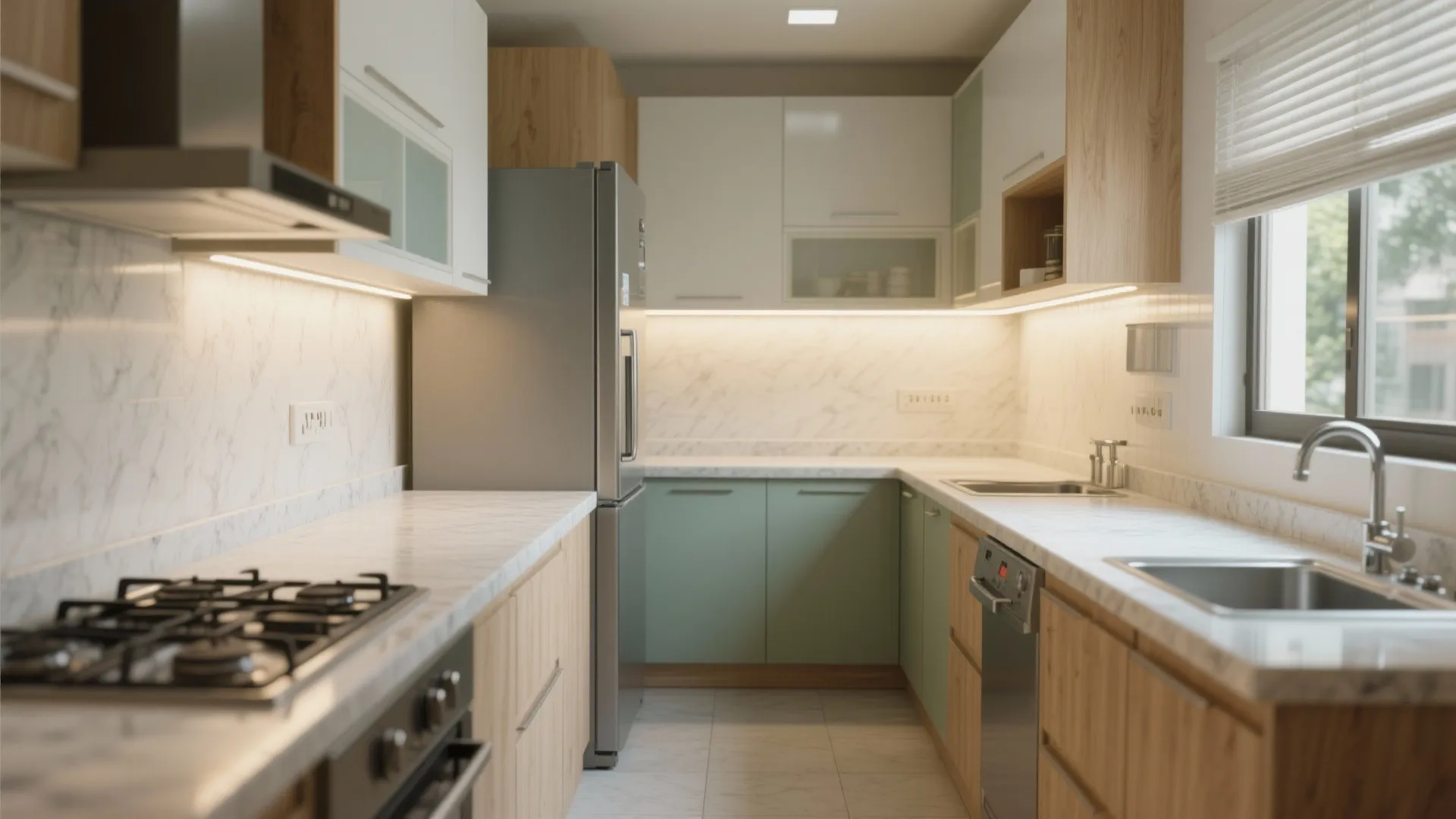 L-shaped small kitchen layout