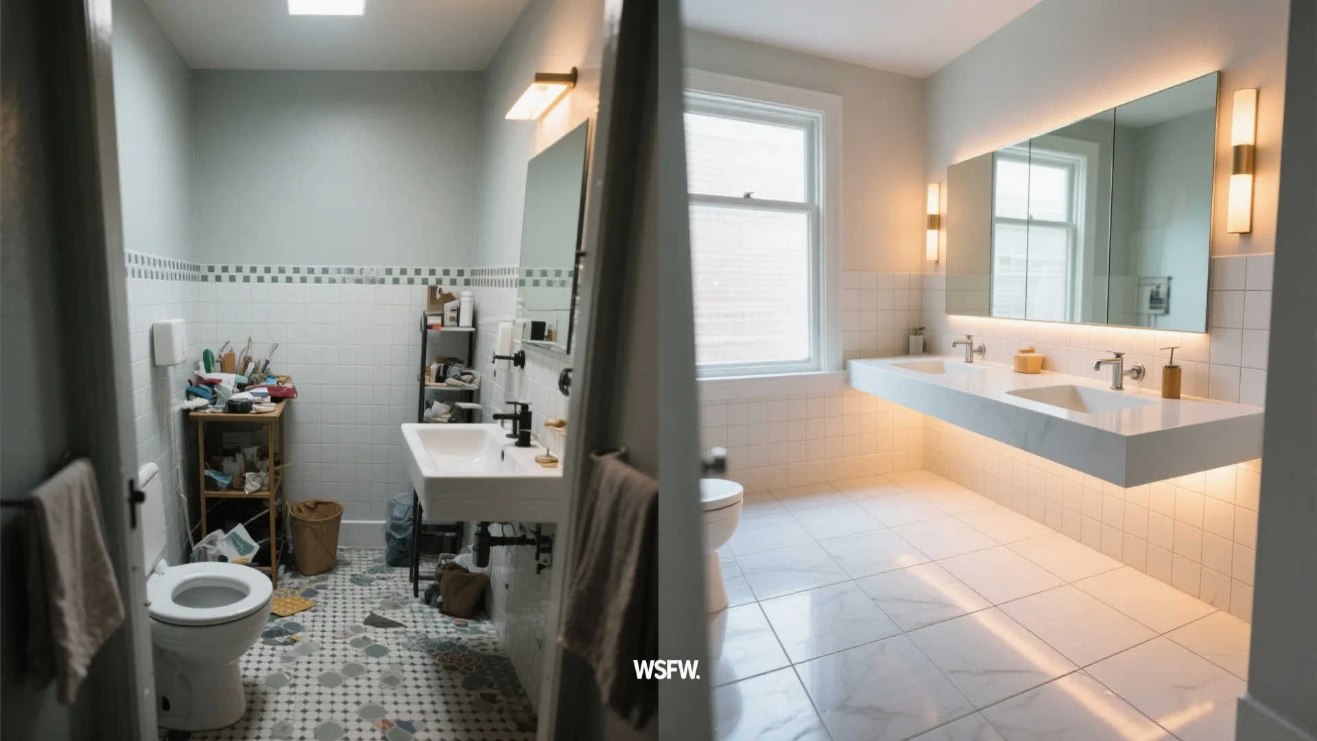 Minimalist Floating Vanity + Slim Storage