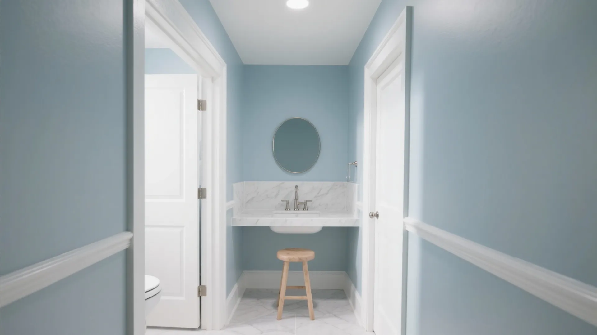 1) Powder-Blue Paint With High-LRV Brightness