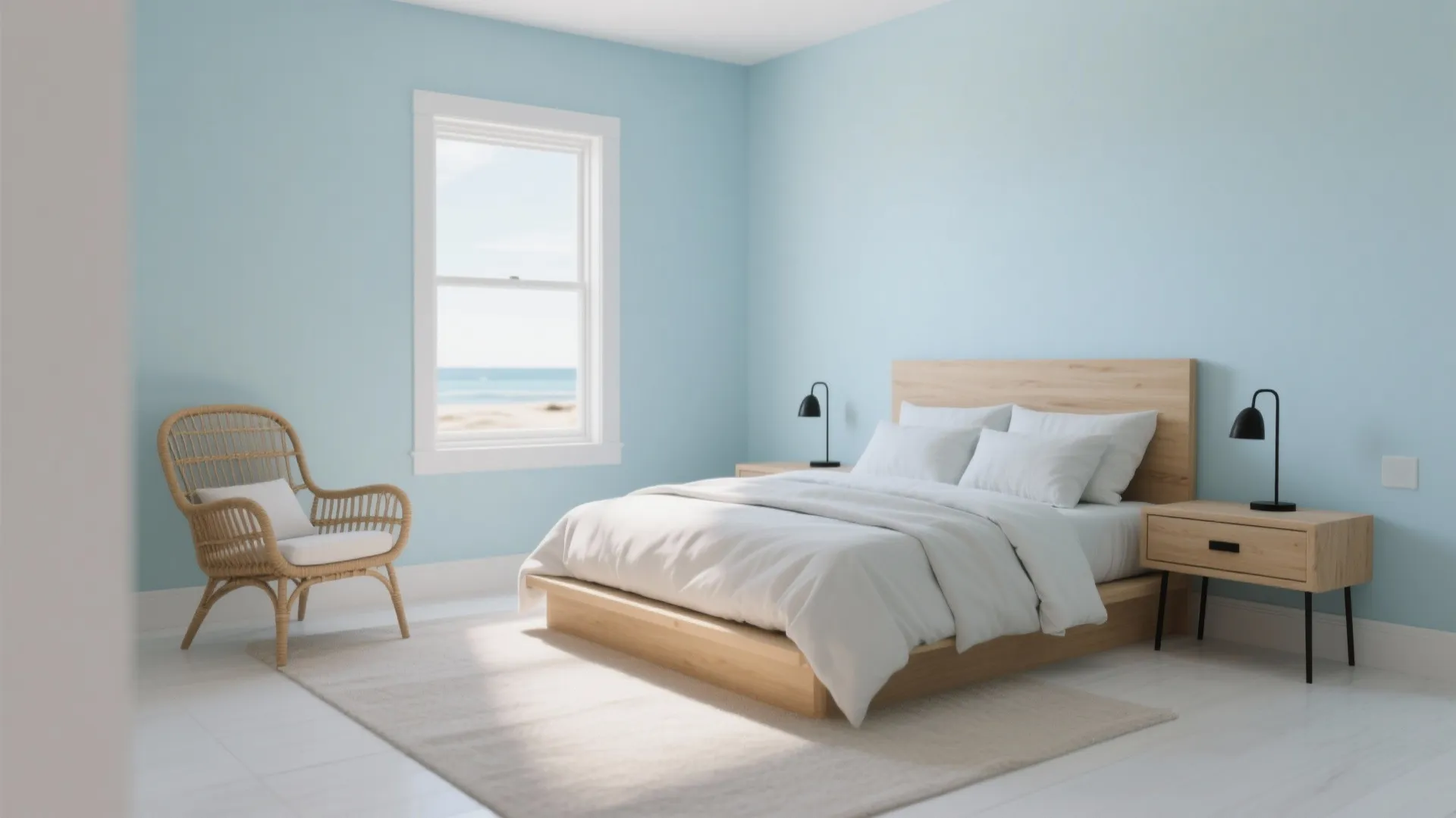 Idea 3: Powder Blue Walls + Natural Texture