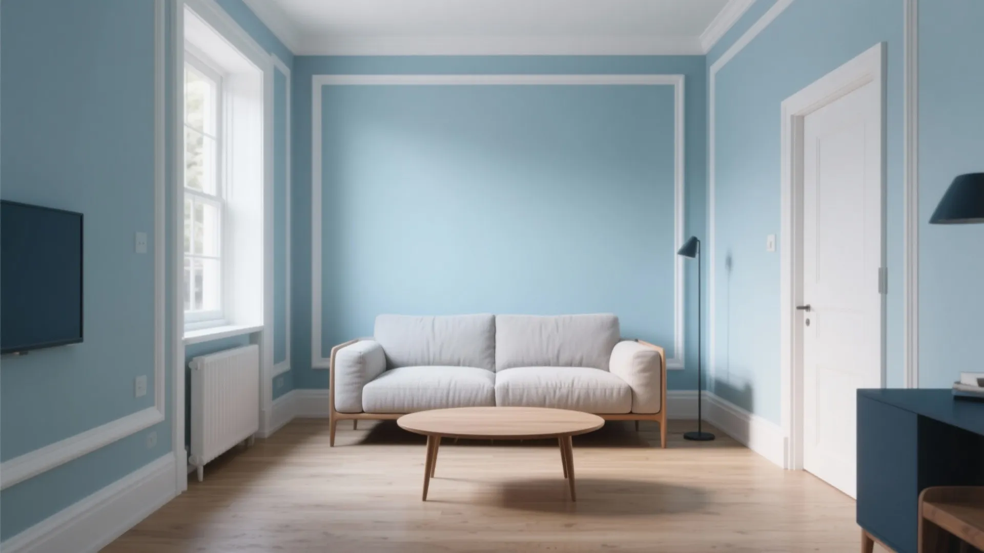 Powder Blue Walls with Crisp White Trim