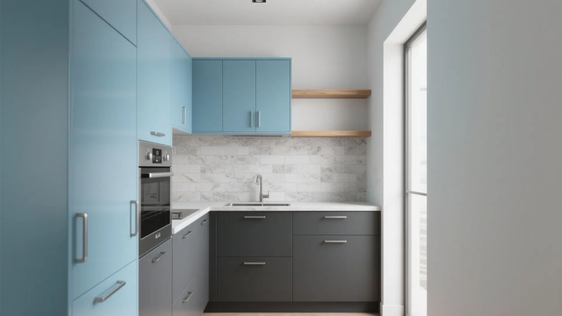 Powder Blue + Charcoal Two-Tone Kitchen