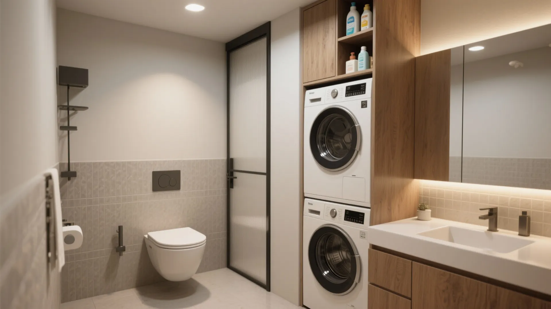 1. Merge a Compact Powder Room with a Laundry Nook