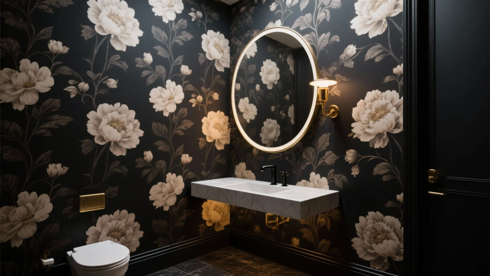 High-Impact Powder Rooms with Big Pattern