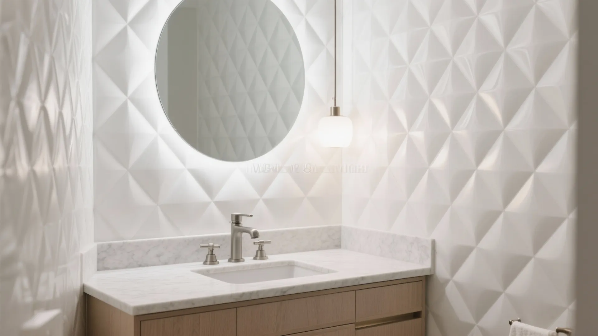 Powder room drama with waterproof PVC panels