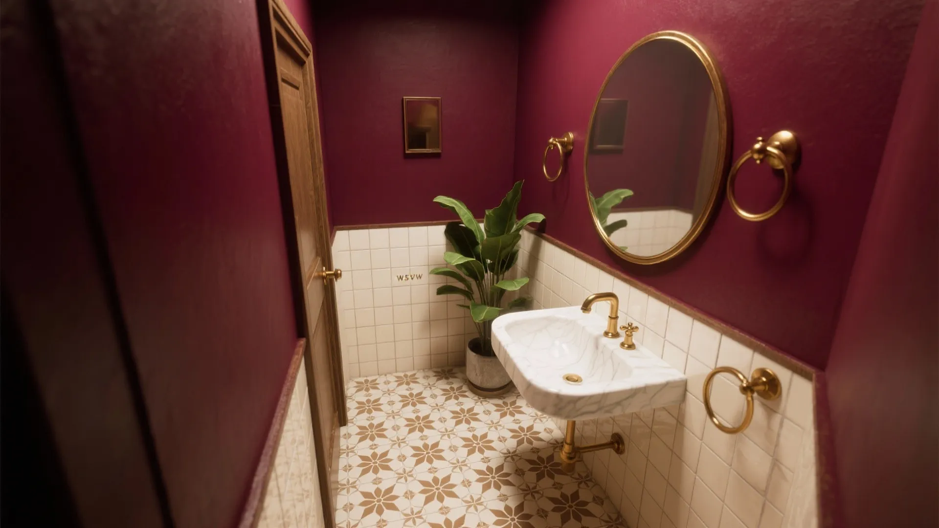 4. Burgundy in Small Spaces: Powder Room or Reading Nook