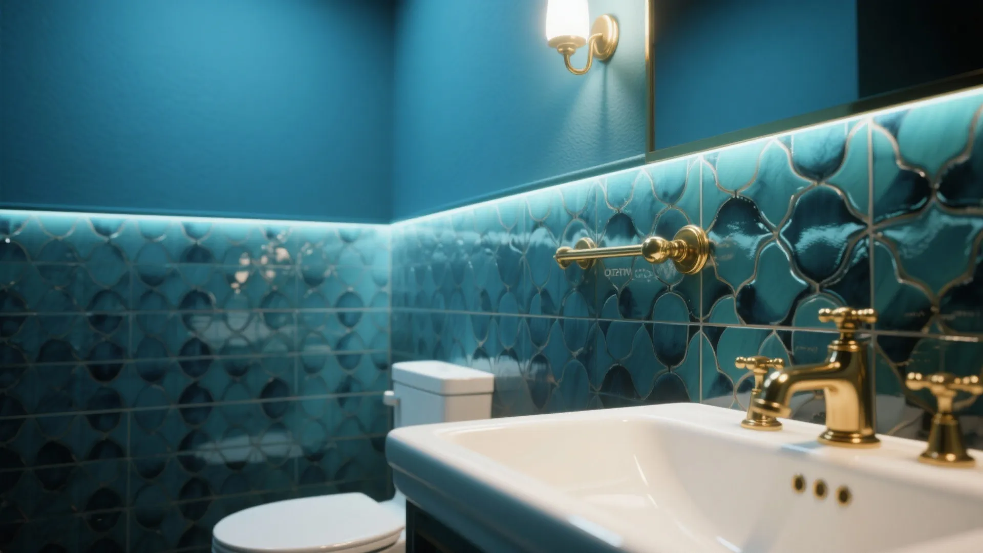 4. Make a powder room or entry pop with high-impact blue