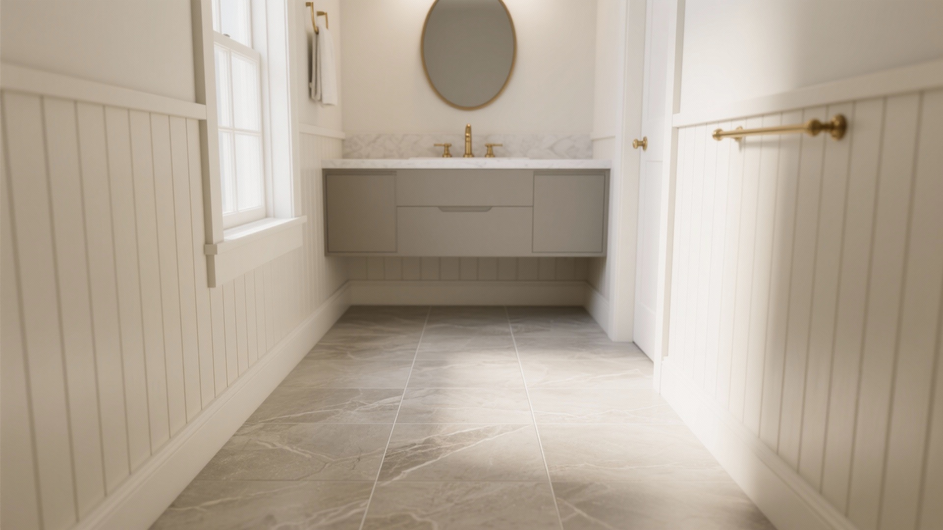 Small Powder Room Feels Cramped? 5 Floor Tile Ideas