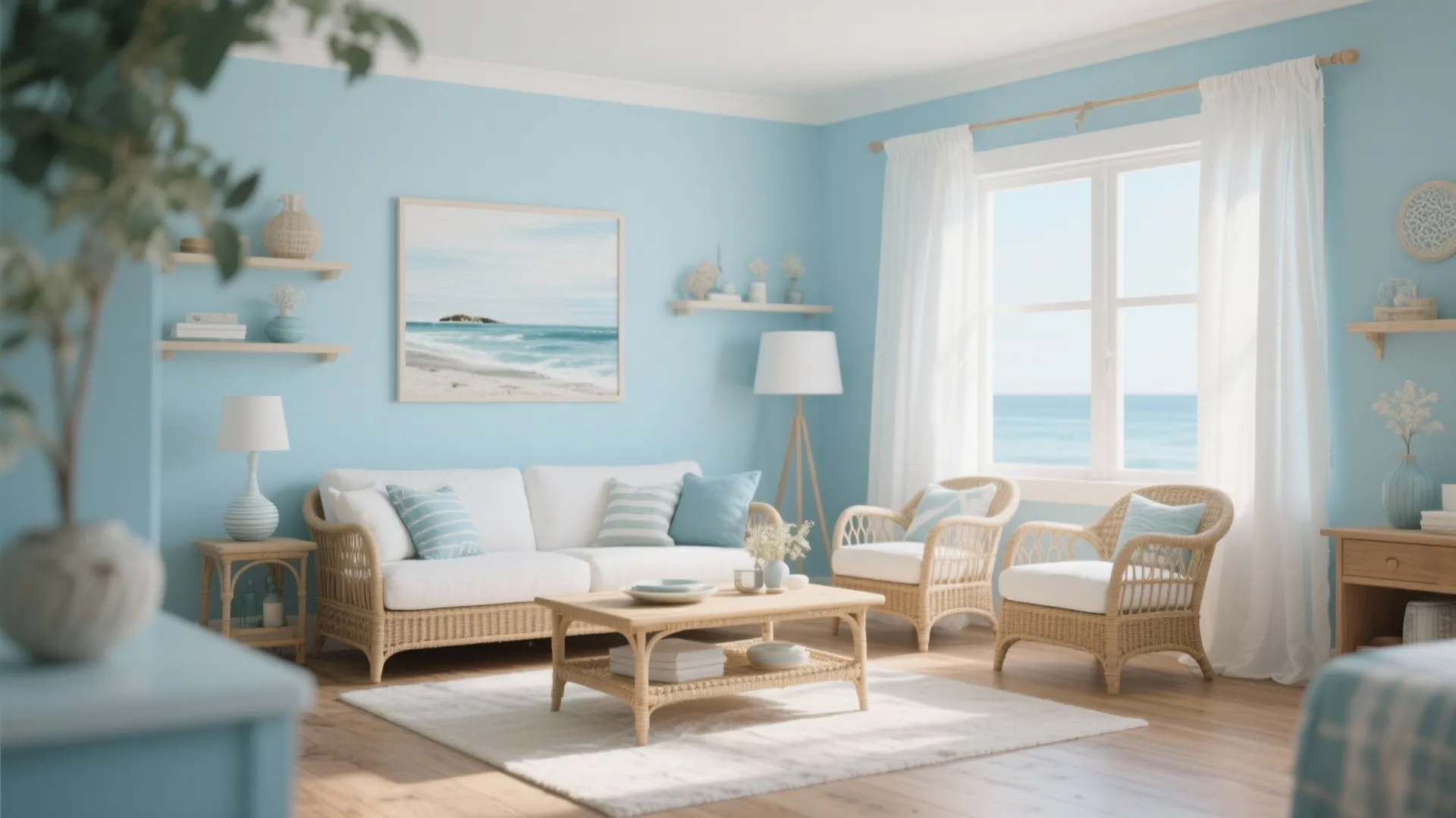 2. Powder Blue for an Airy Coastal Feel
