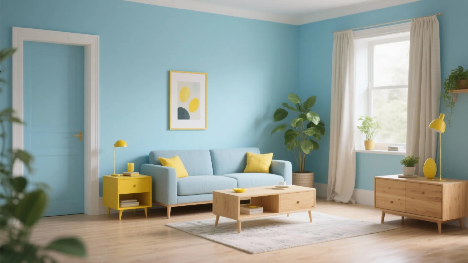 2. Powder Blue Walls + Lemon Pops