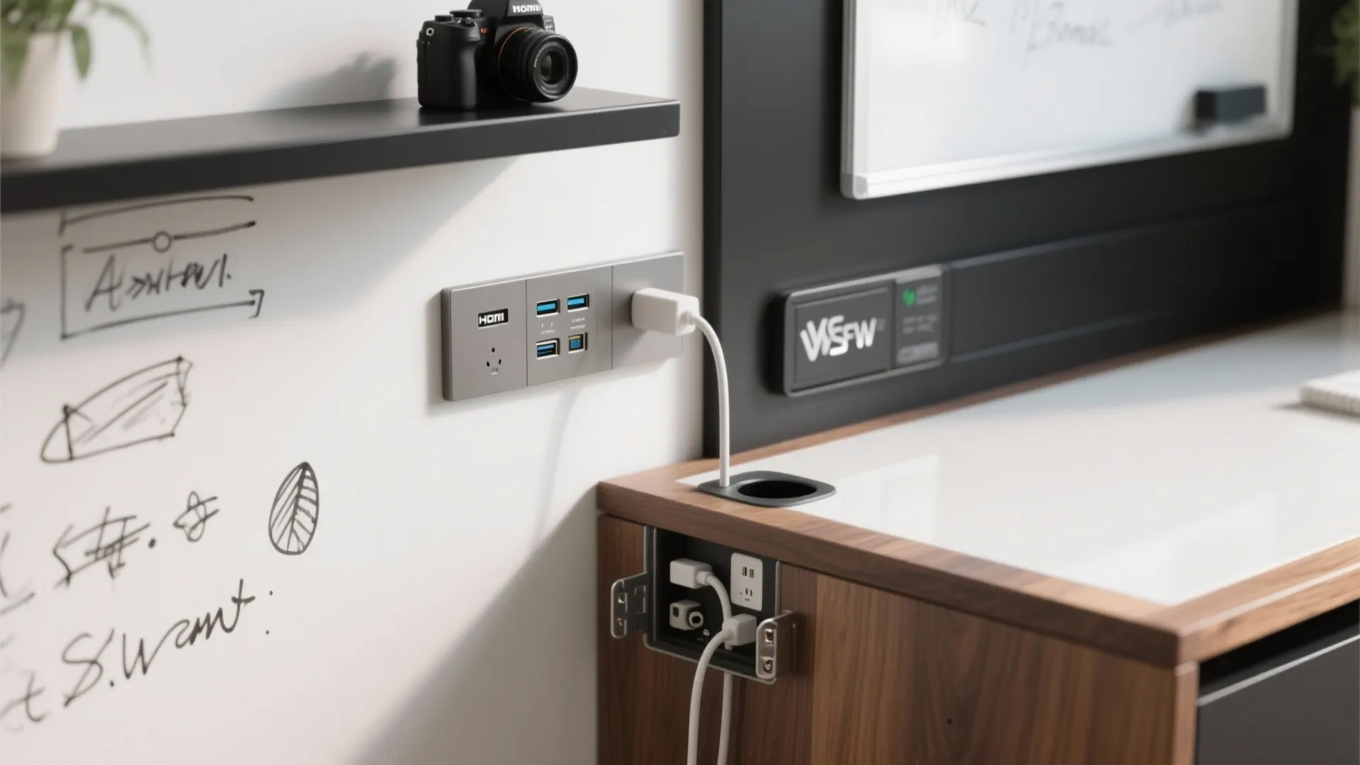 Power, tech, and writeable walls where you need them