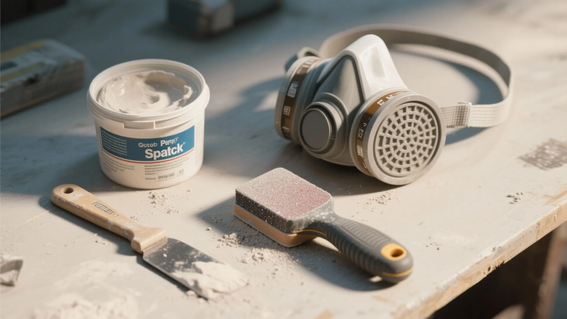6. Prep kit: spackle, sanding block, and respirator