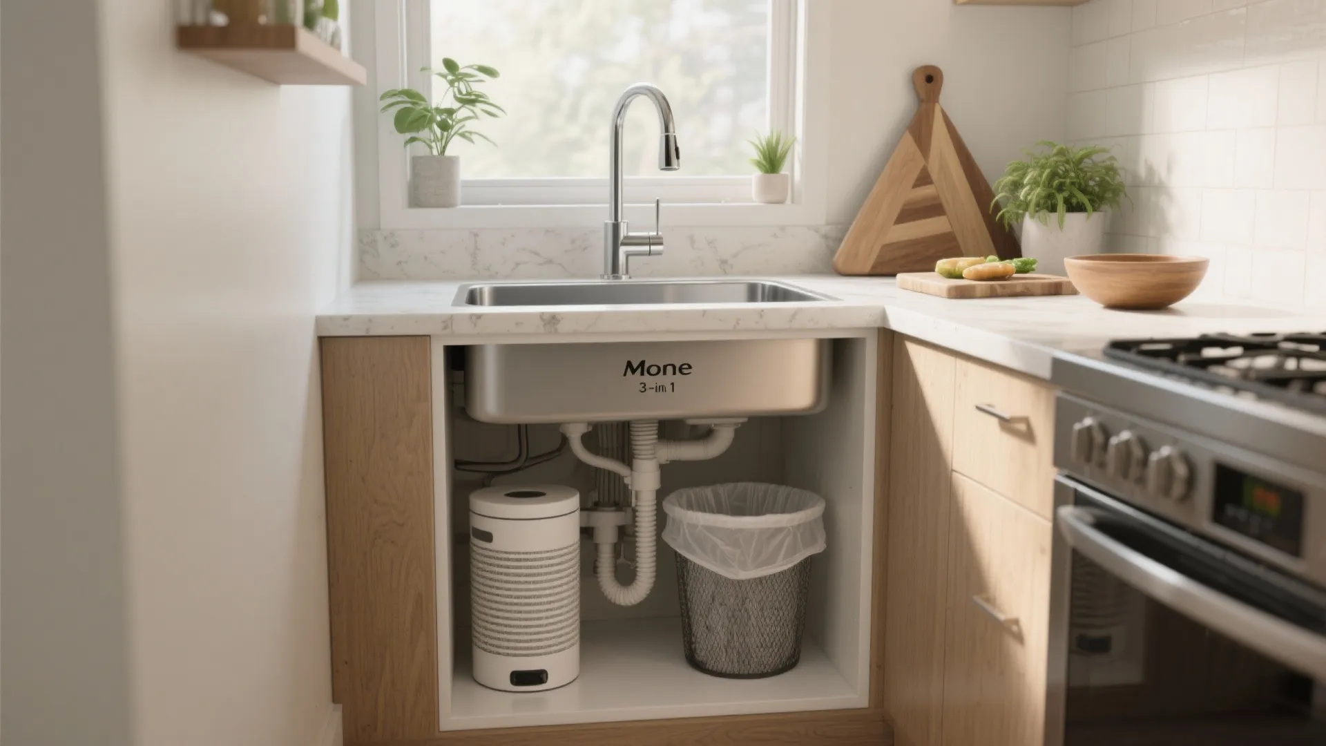 1. Combine the faucet with a slim prep sink