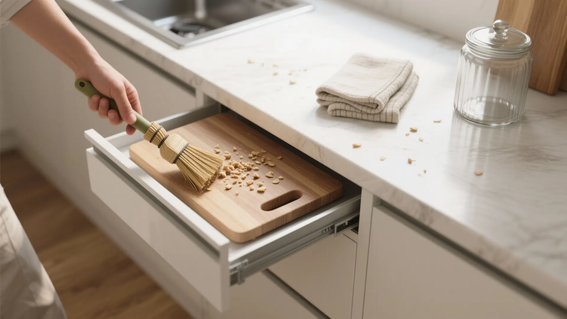 1. Declare war on crumbs with a designated prep zone