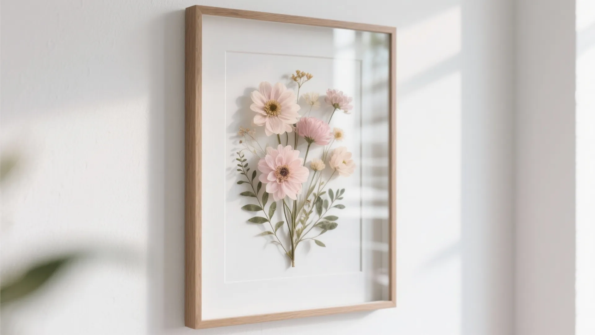 Botanical wall art with preserved flowers