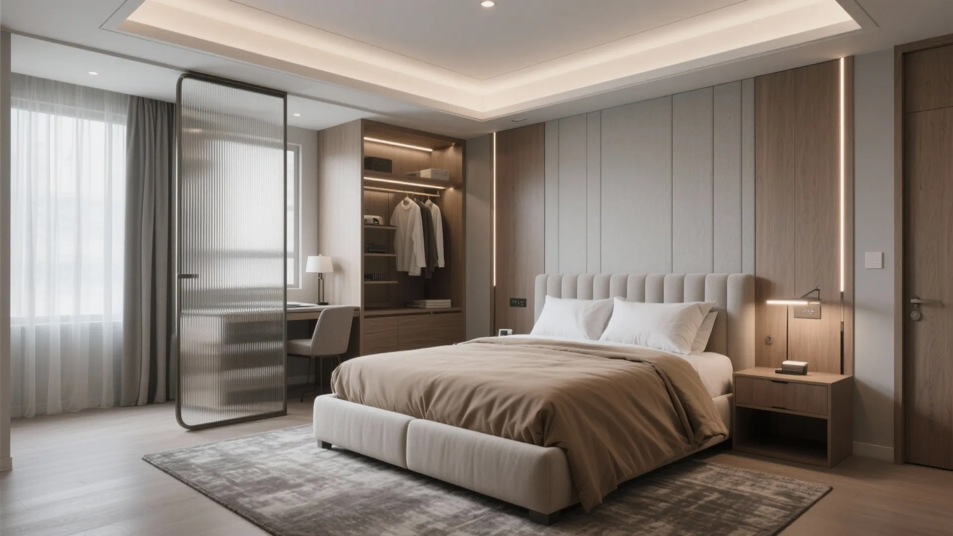 Primary Suite Zoning: Bedroom + Mini Study + Walk-In