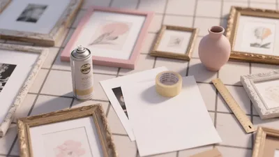 Soft Pink Gallery Wall Ideas with Gold Frames