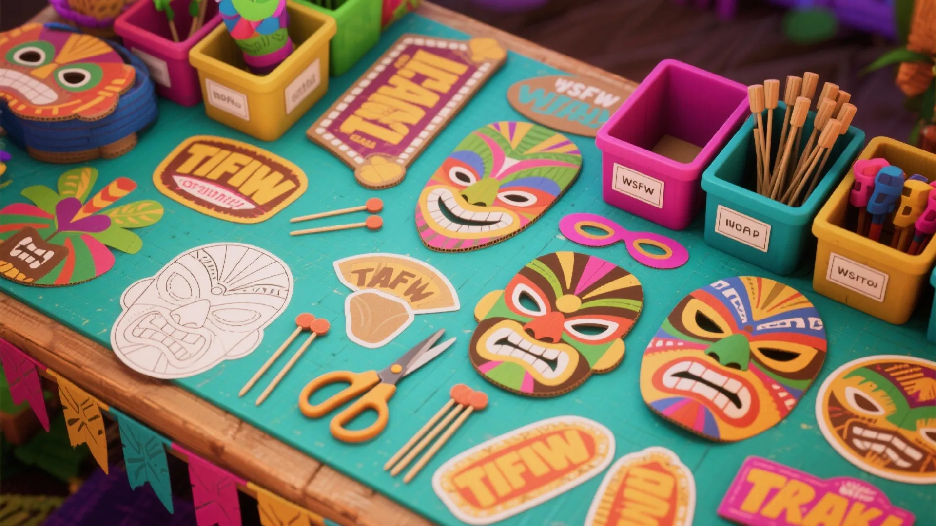 4. Printable Masks, Signs and Tiki Props